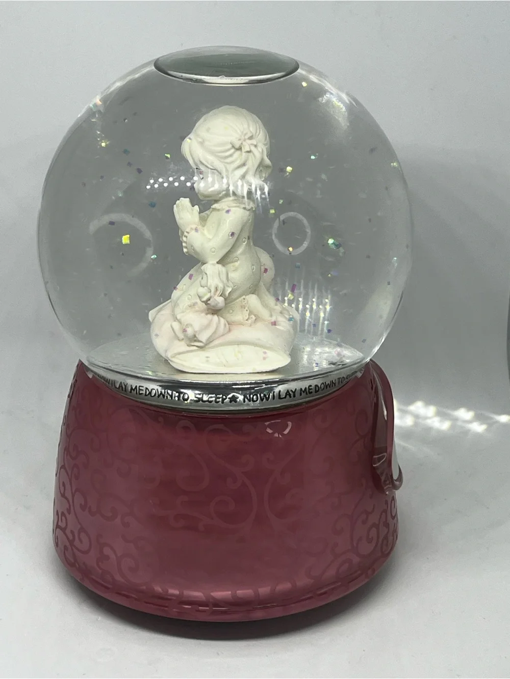 Prayer Girl Snow Globe Figurine Playing ‘The Lord is my Shepherd’